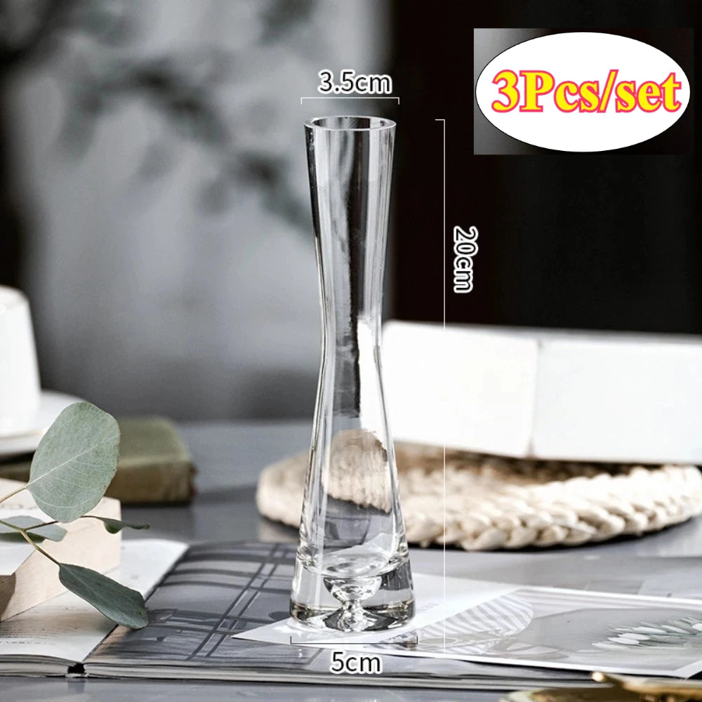 vases modernes transparents simples maison mariage 3pcs grande moyenne petite