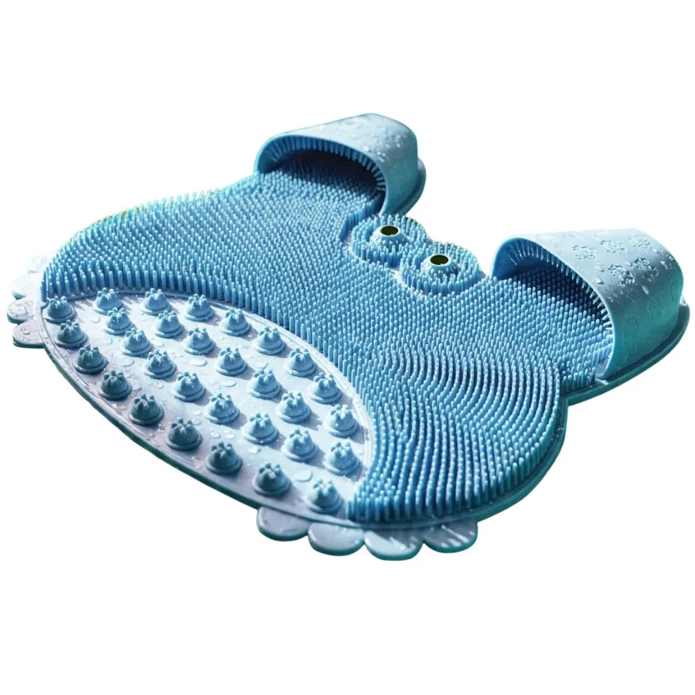 brosse bain moderne bleu vert grenouille adhésif bristles pointus pratique