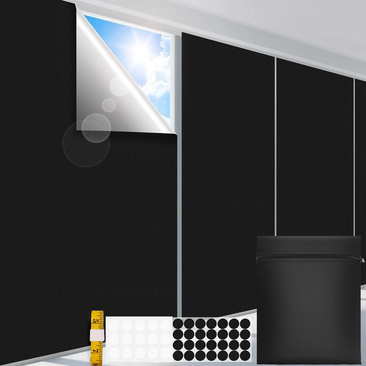 rideau occultant noir adhésif 150x300cm opaque moderne maison