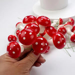 décor extérieur champignons artificiels rouge blanc points blancs piquet vert set 10 20 50pcs