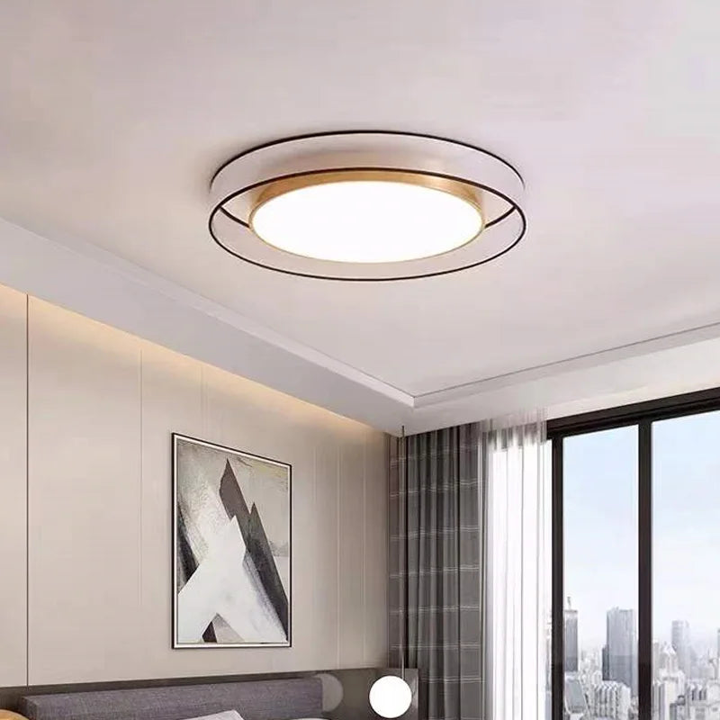 luminaire plafonnier led moderne minimaliste noir doré blanc gauze texturée semi transparent acrylique