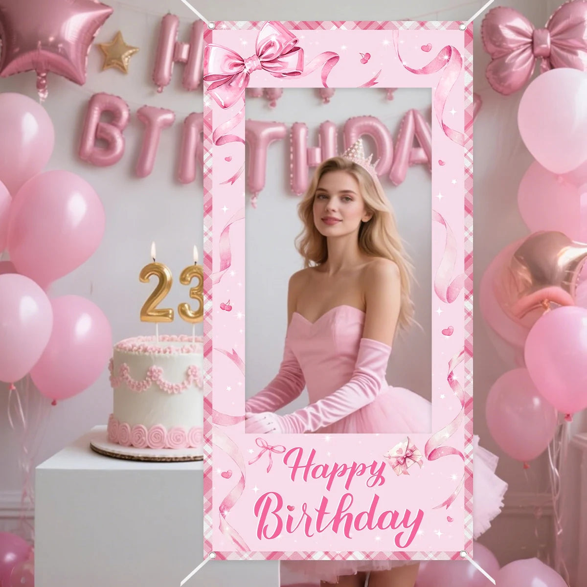 cadre photo rose rubans coeurs happy birthday clips occasion anniversaire saint valentin fête mères