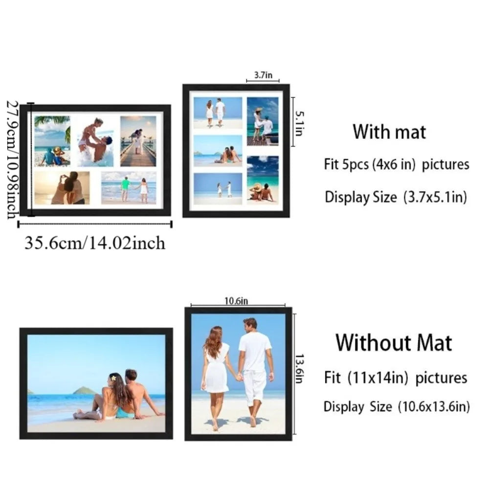 cadre photo multi photos bois clair noir blanc decoration moderne plage voyage mur verre