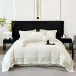 ensemble literie blanc brodé élégant 100 coton king queen size