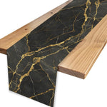 chimene table lin imitation marbre noir veines dorées moderne luxueux 184cm longueur 34cm largeur