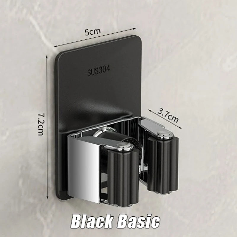 porte balai acier inoxydable adhésif mural moderne gris rangement salle bain étanche