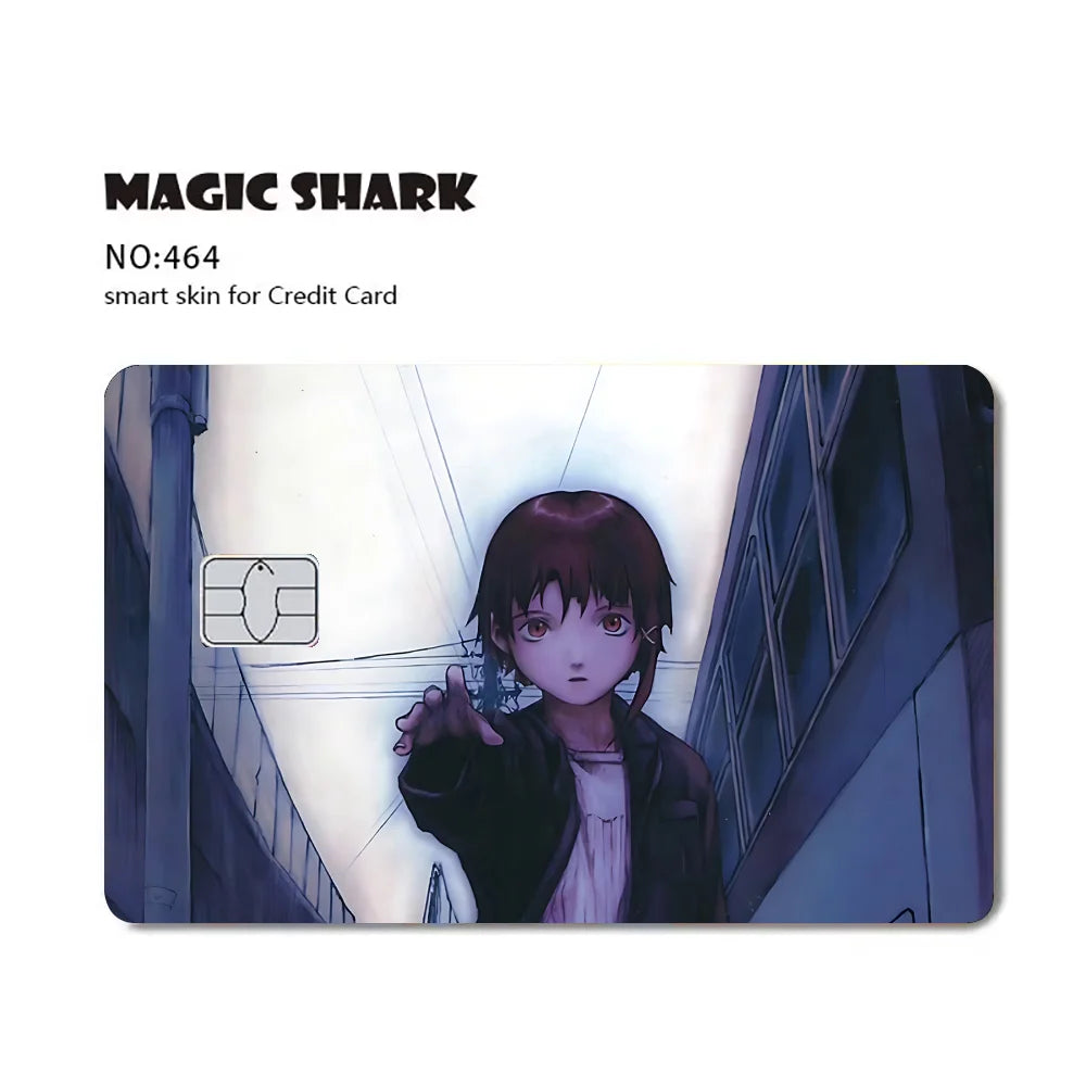 cartes crédit personnalisables dessin animé serial experiments lain stickers adhésifs multicolores opaques illustration américaine