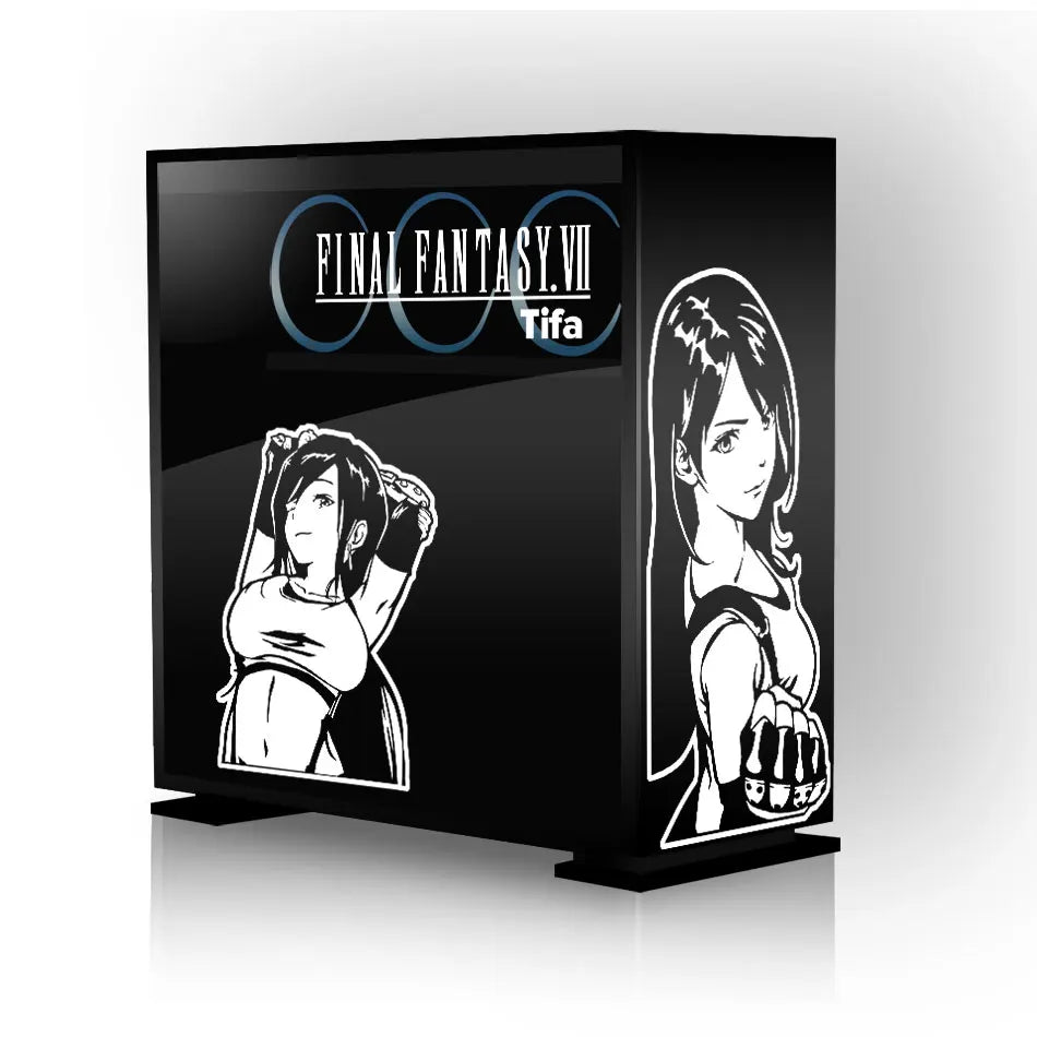 autocollants graphiques final fantasy vii cloud sephiroth tifa vincent boitier pc noir blanc