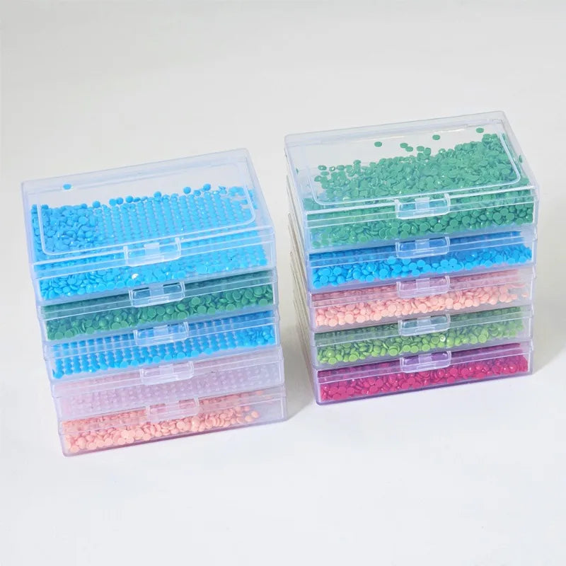 boîte rangement transparente strass colorées organisateur mosaïque diy compartiments multiples transport pratique