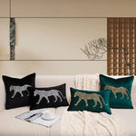 housse coussin brodée léopard velours élégante noir vert décorative maison voiture 45x45cm 30x50cm fixations