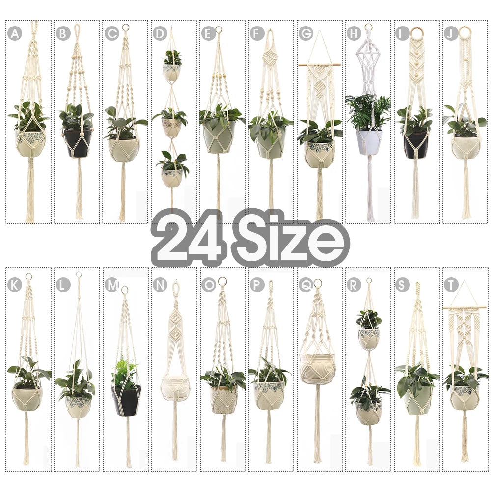 support plante suspendue macramé blanc fait main décoration jardin intérieur boho corde coton