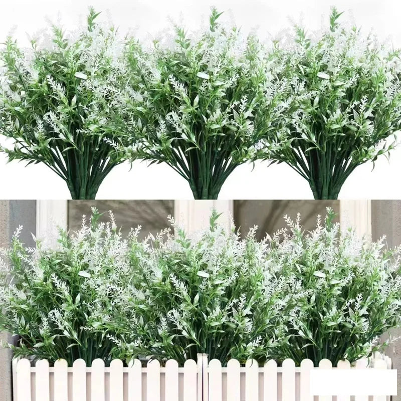 plantes artificielles feuilles pointues vert clair violet modernes extérieures intérieures décoration exposition 10 pièces