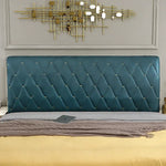 tête lit rembourrée motifs losanges turquoise orange rose moderne chambre décoration élégante tableaux abstraits