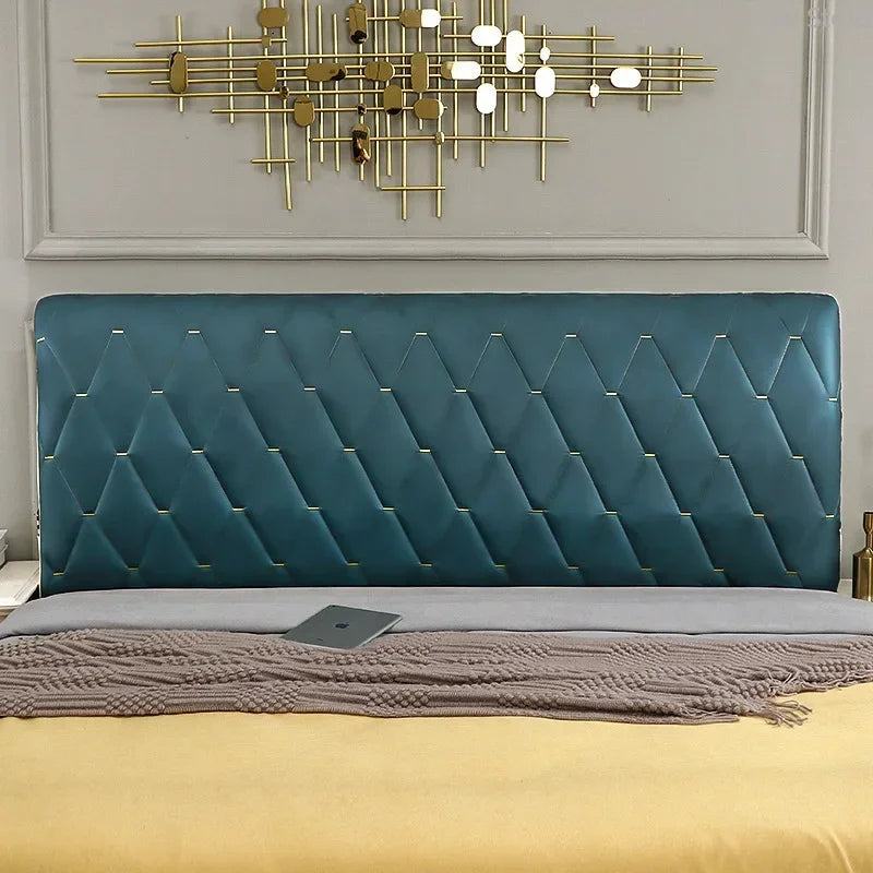 tête lit rembourrée motifs losanges turquoise orange rose moderne chambre décoration élégante tableaux abstraits