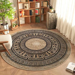 tapis rond moderne floral multicolore gris clair gris foncé vert foncé polyester adhésif salon