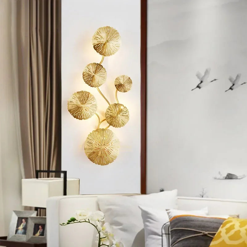applique murale moderne dorée relief corail loft éclairage led chambre salle bain lumières