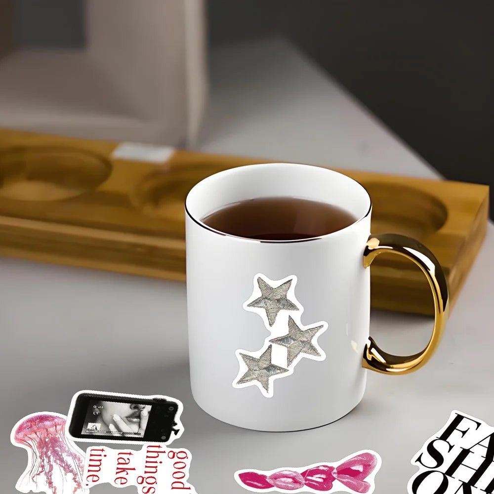 sticker moderne rose pop art lèvres poissons papillons animaux géométrique adhésif décoration créative