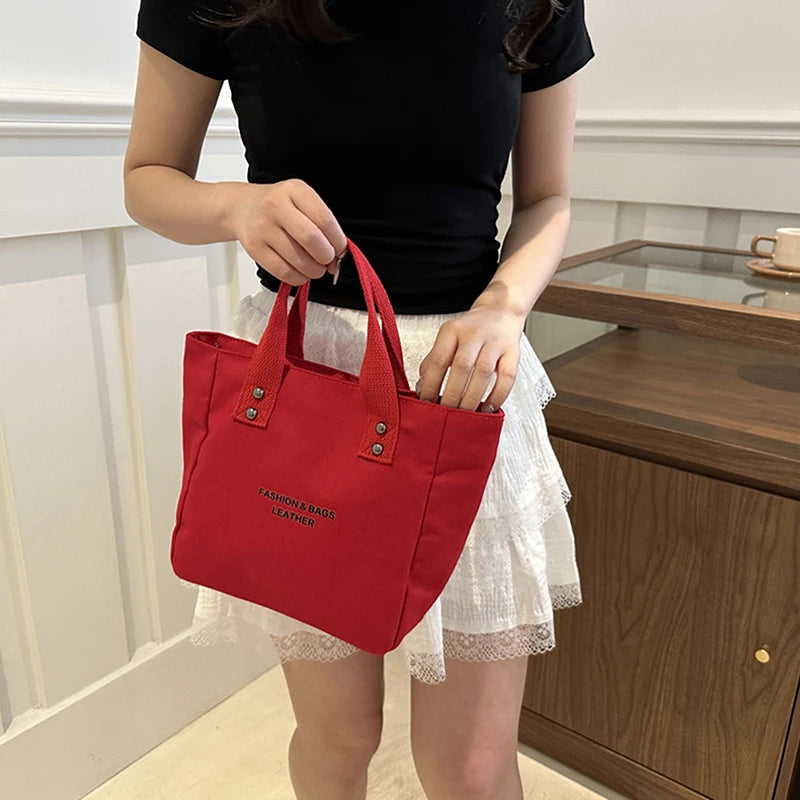 sac main toile polyester couleur rose rouge noir blanc jaune moderne casual poignées fermure