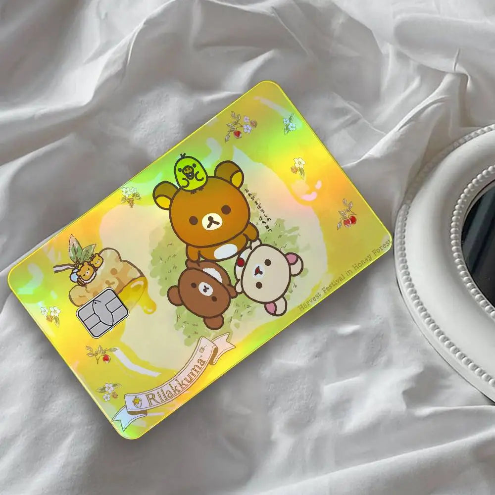 autocollants carte d'identité dessin animé rilakkuma chats motifs floraux multicolore résistants eau protection vinyl