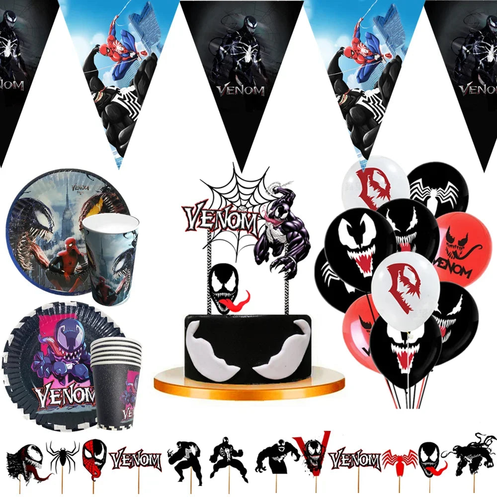 Nappe et vaisselle jetable thème super-héros Venom pour fête enfants