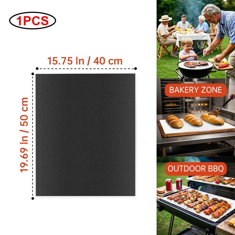 tapis cuisson antiadhésif réutilisable résistant chaleur fond four noir moderne silicone