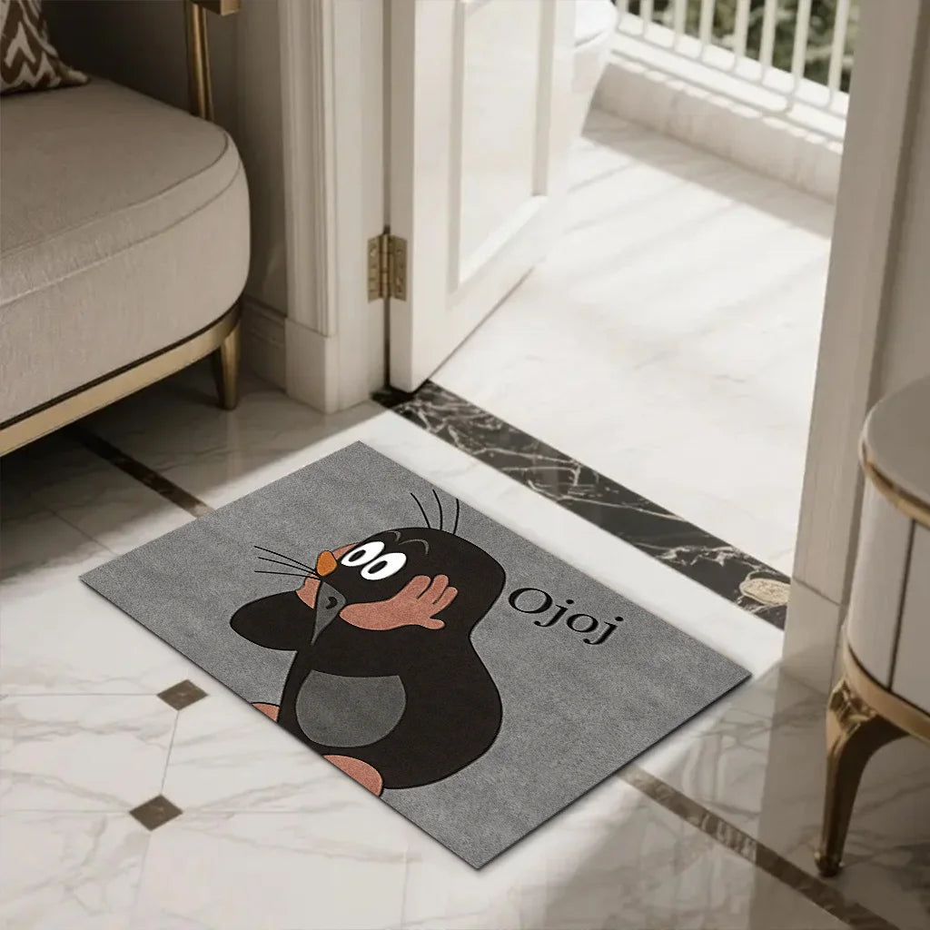 tapis gris dessin animé souriant extérieur moderne halloween salon porte fond uni