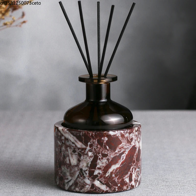 ensemble salle bain marbre rouge distributeur savon porte savon diffuseur huile essentielle moderne