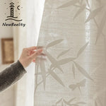 rideau blanc moderne motif feuilles bambou translucide salon chambre fenêtre maison luxe