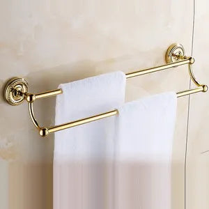 Accessoires salle bain ensemble doré classique porte serviettes rangement brosse dents poignée dorée serviette