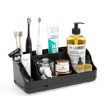 organisateur rangement multi compartiments blanc noir moderne brosses dents rasoirs flacons cosmétiques minimalistestyle