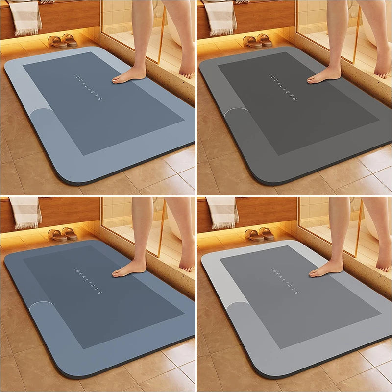 tapis sol salle bain absorbant rapide antidérapant moderne gris texture rugueuse respectueux environnement