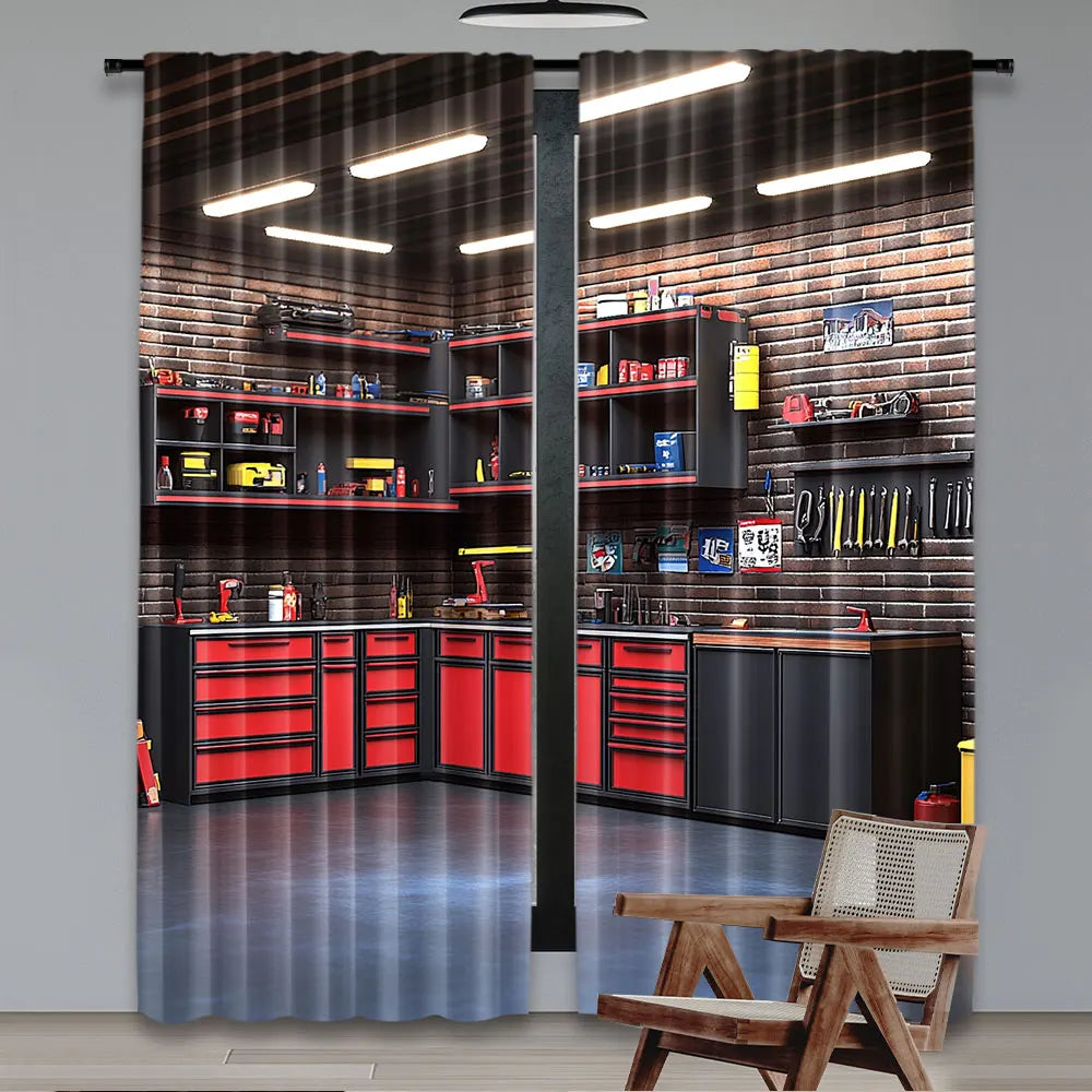 Détail du tissage tricoté du rideau étagère pour garage