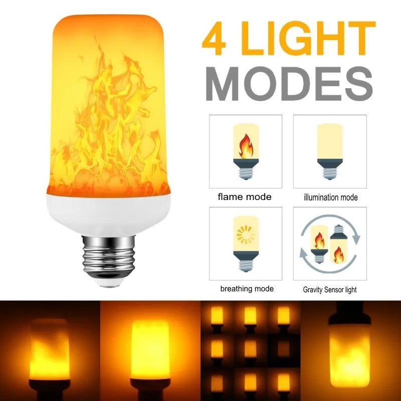 ampoule led flamme artificielle blanc orange moderne effet feu décoration salon festive