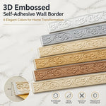 bordure murale autoadhésive 3d argent beige doré cuivre doré motifs floraux élégants décoration mur