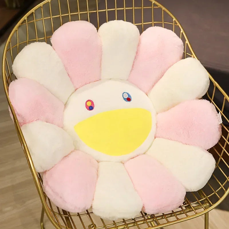 coussin peluche fleur tournesol multicolore doux décoratif grande taille confortable salon maison moderne