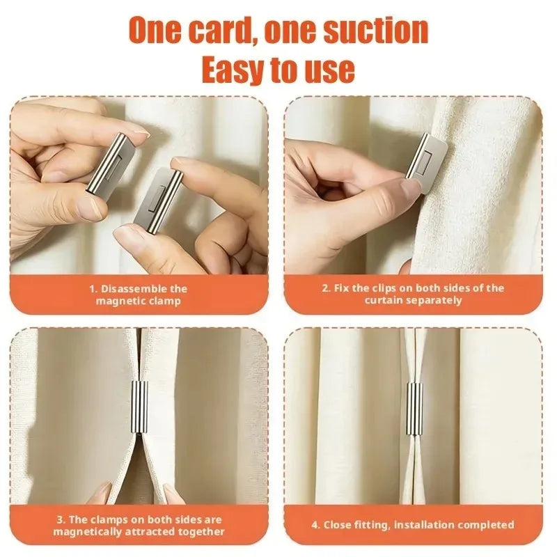 clips magnétiques rideaux argentés modernes empêchent infiltration lumineuse sans perçage fixes occultants chambre
