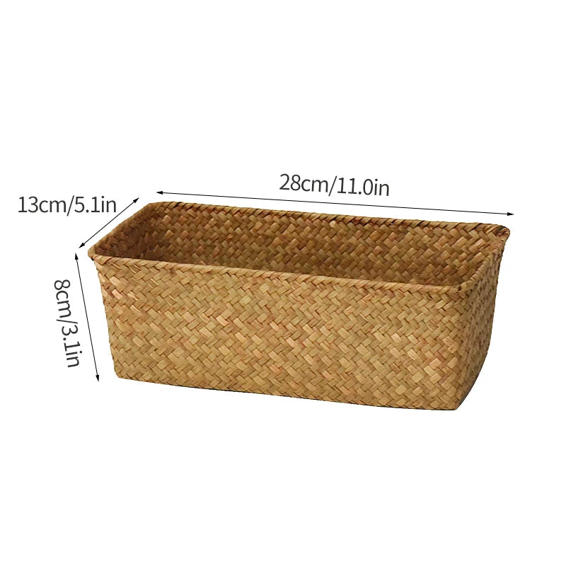 panier rangement paille marron clair rustique multifonctionnel réutilisable respectueux environnement tổ chức đồ dùng