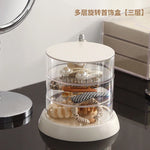 boîte bijoux rotative transparente moderne rangement clips élastiques bracelets cheveux minimaliste blanc