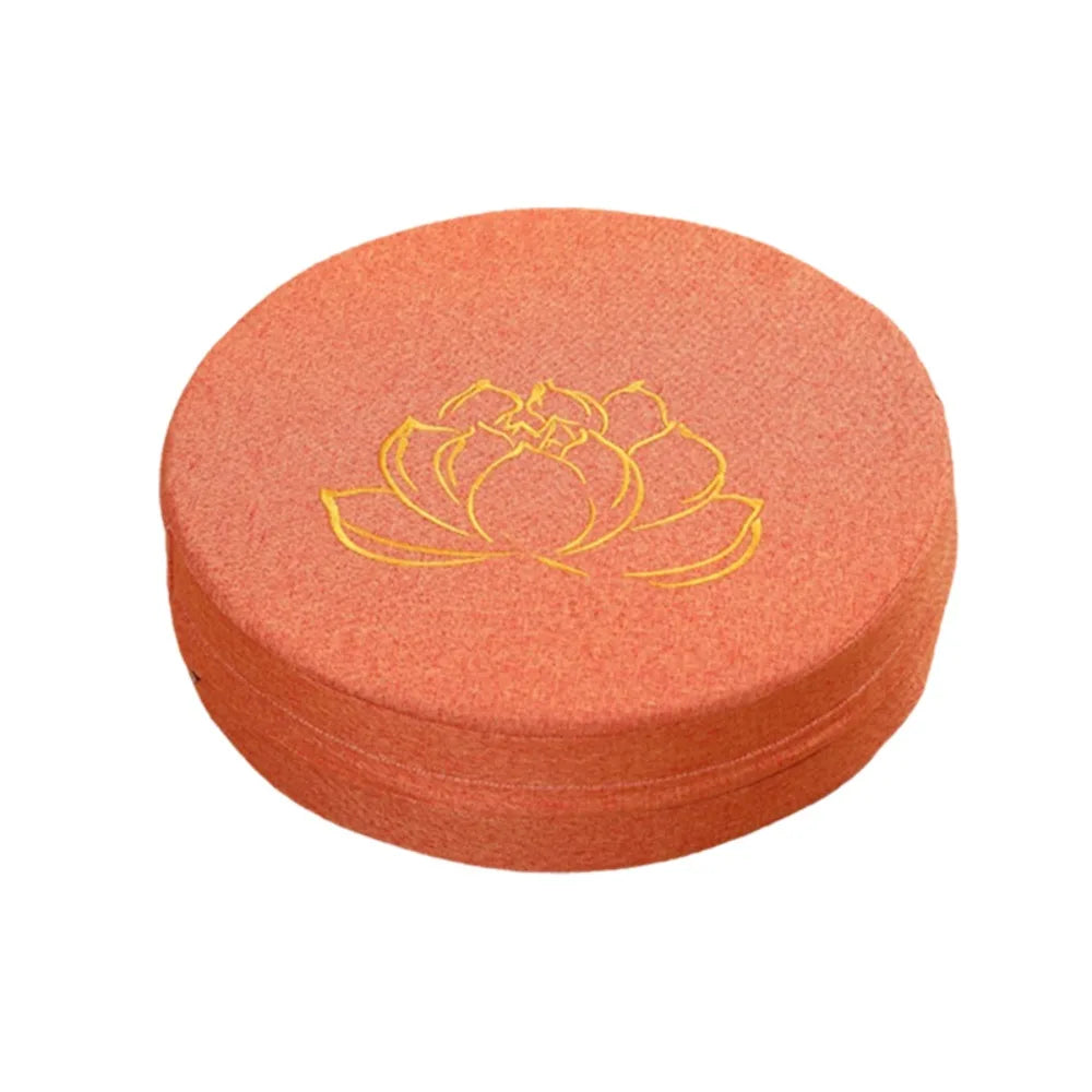 coussin méditation yoga rond broderie fleur lotus mousse épaisse siège salon japonais