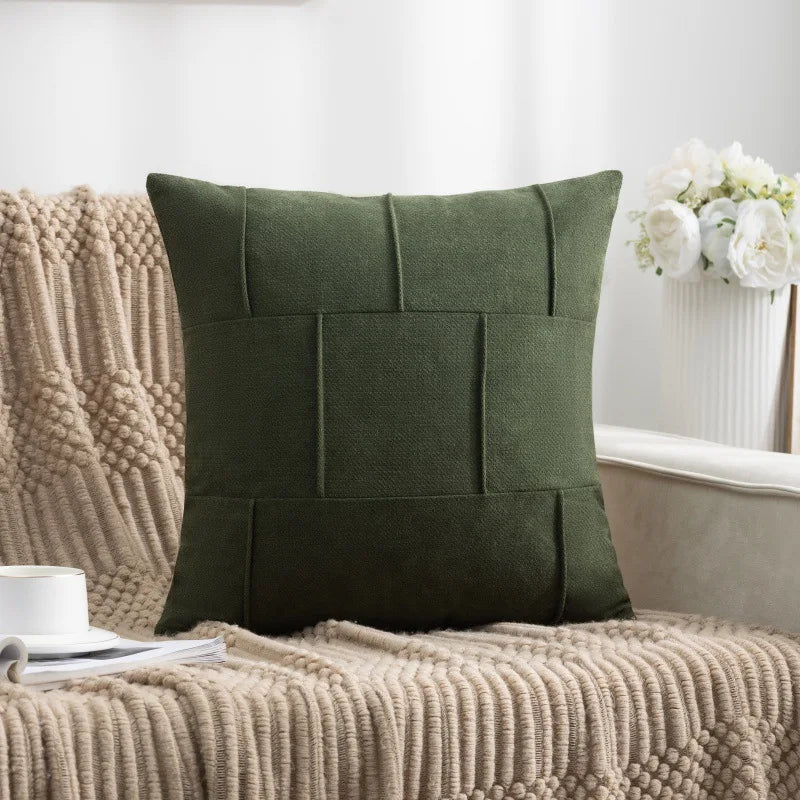 housse coussin carré moderne 45x45cm polyester solide beige orange vert gris
