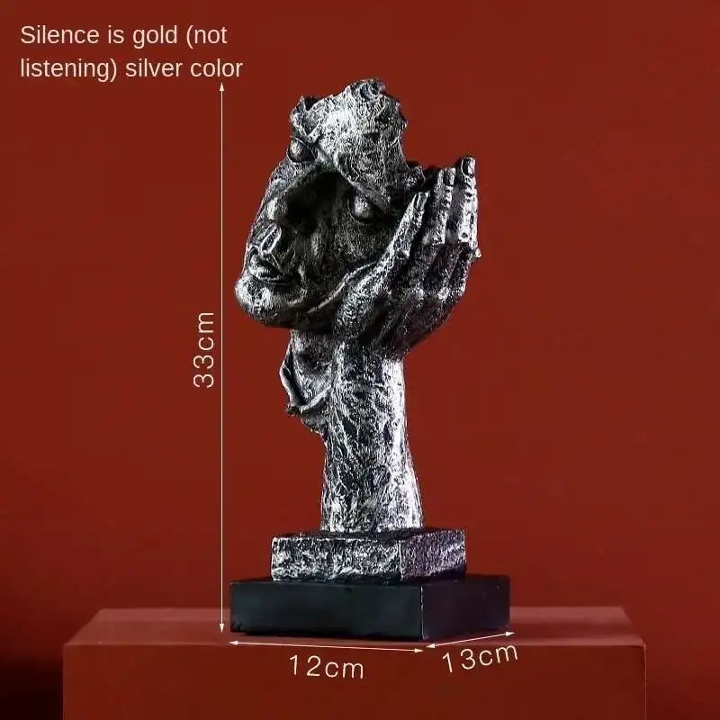statuette or silencieux homme masqué moderne abstraite art classique hauteur 31cm largeur 11cm poids