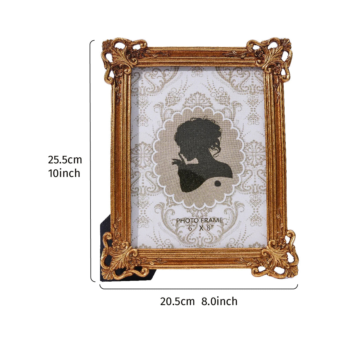 cadre photo or baroque ornements floraux classique moderne rectangle mural gravé