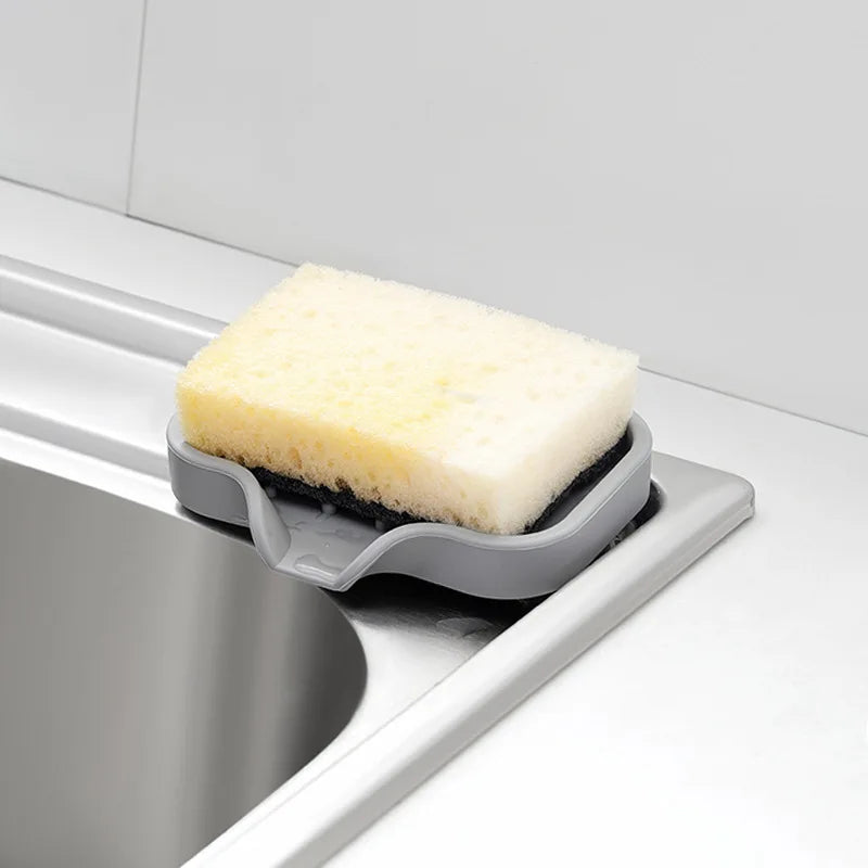 support savon gant cuisine gris silicone adhésif moderne organisation évier plat lisse