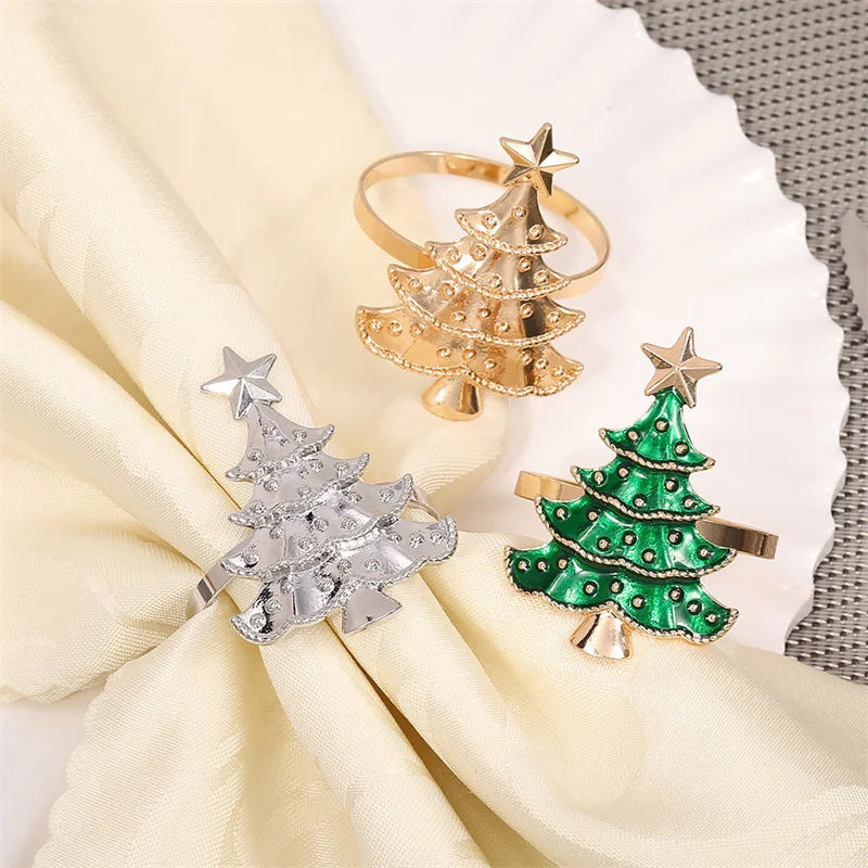 anneaux serviette arbre noël vert doré argenté décoration table festive métal respectueux environnement noël