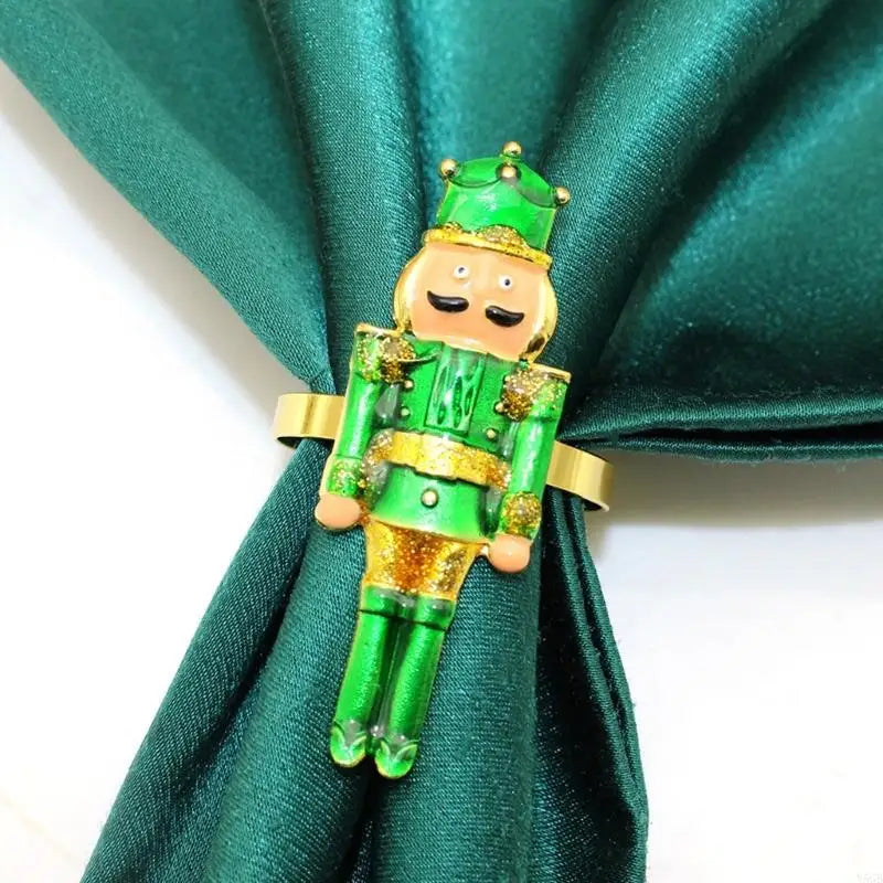anneaux decoratifs noel soldats pate sucre or rouge vert blanc bleu festive decoration metale