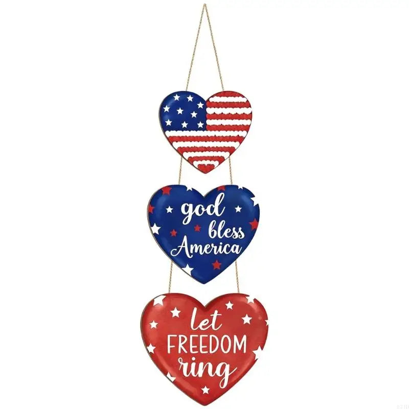 décoration murale étoiles rouge blanche bleue texte patriotique cordelette god bless america let freedom