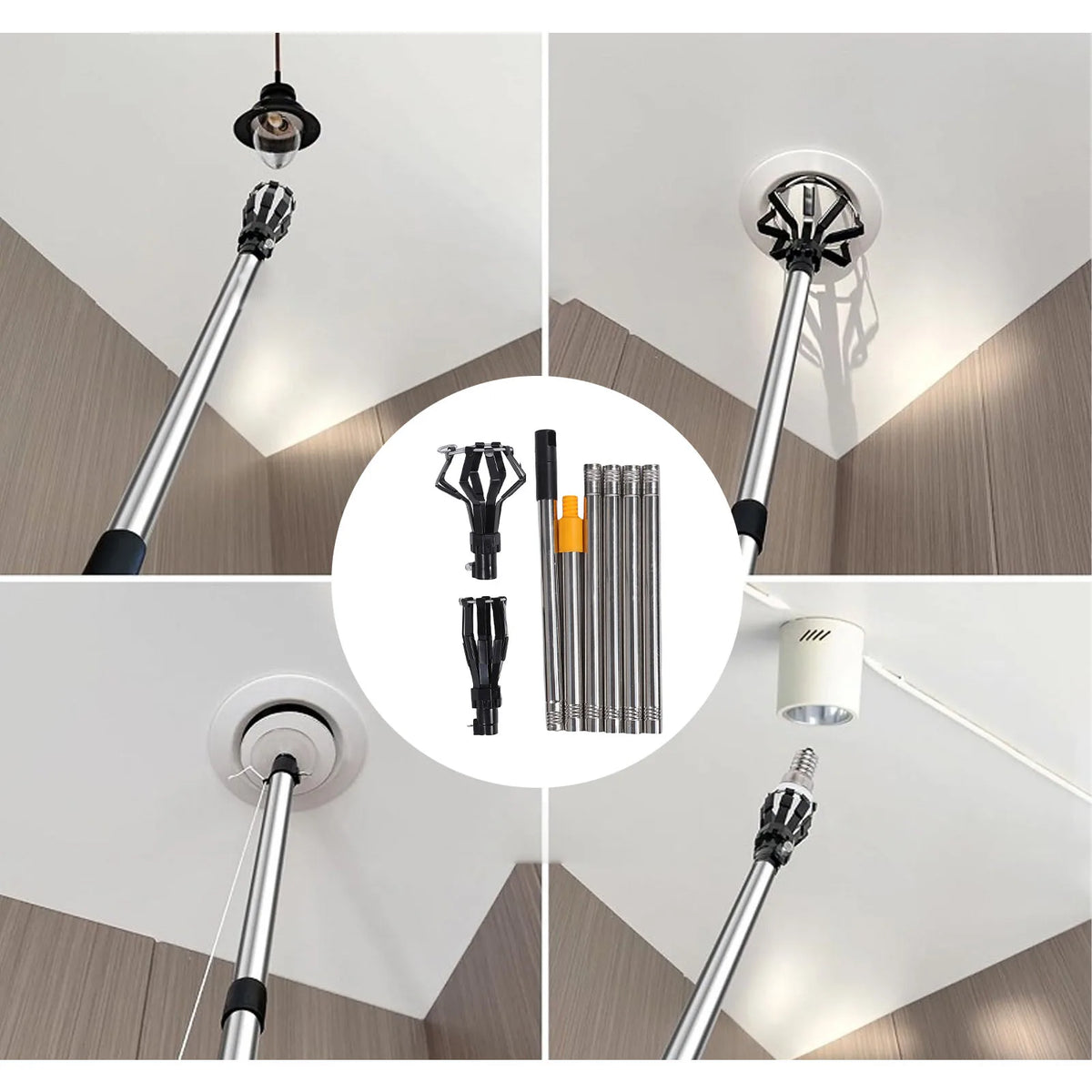 perche ampoule noire moderne 1,8m portable entretien extérieur lisse antidérapante