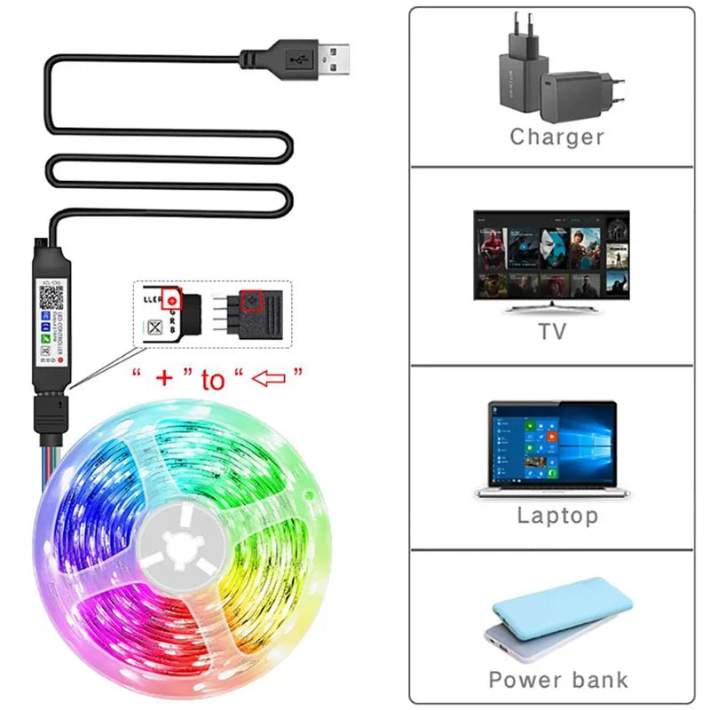 ruban led multicolore 10m 20m 30m controle application bluetooth moderne adhésif led individuelles