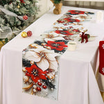 table noël blanc rouge motif floral hiver extérieur moderne festive polyester