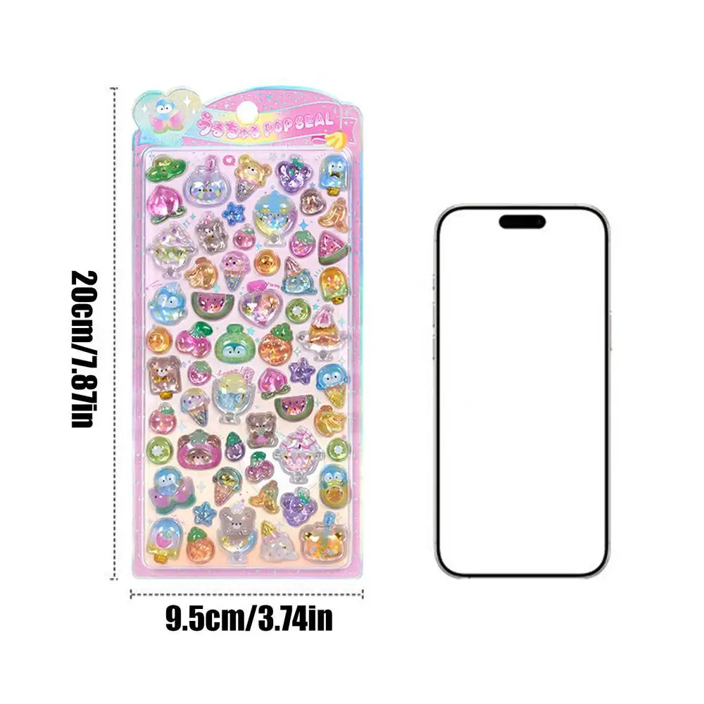 sticker 3d kawaii forme géométrique animaux multicolore opacité adhésif décoration enfant maisonécole